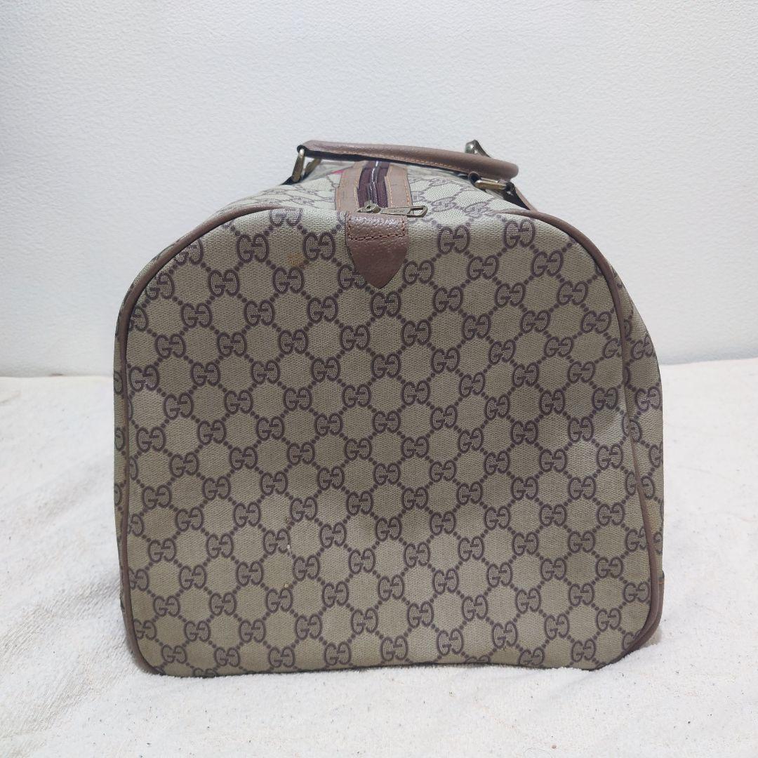 美品【GUCCI】大容量ボストンバッグGGオールドグッチ キャンバス レザー本革