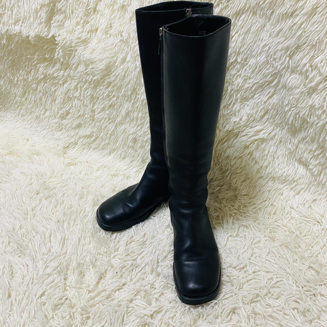 GUCCI グッチ シェリーライン ロングブーツ レザー　ブラック