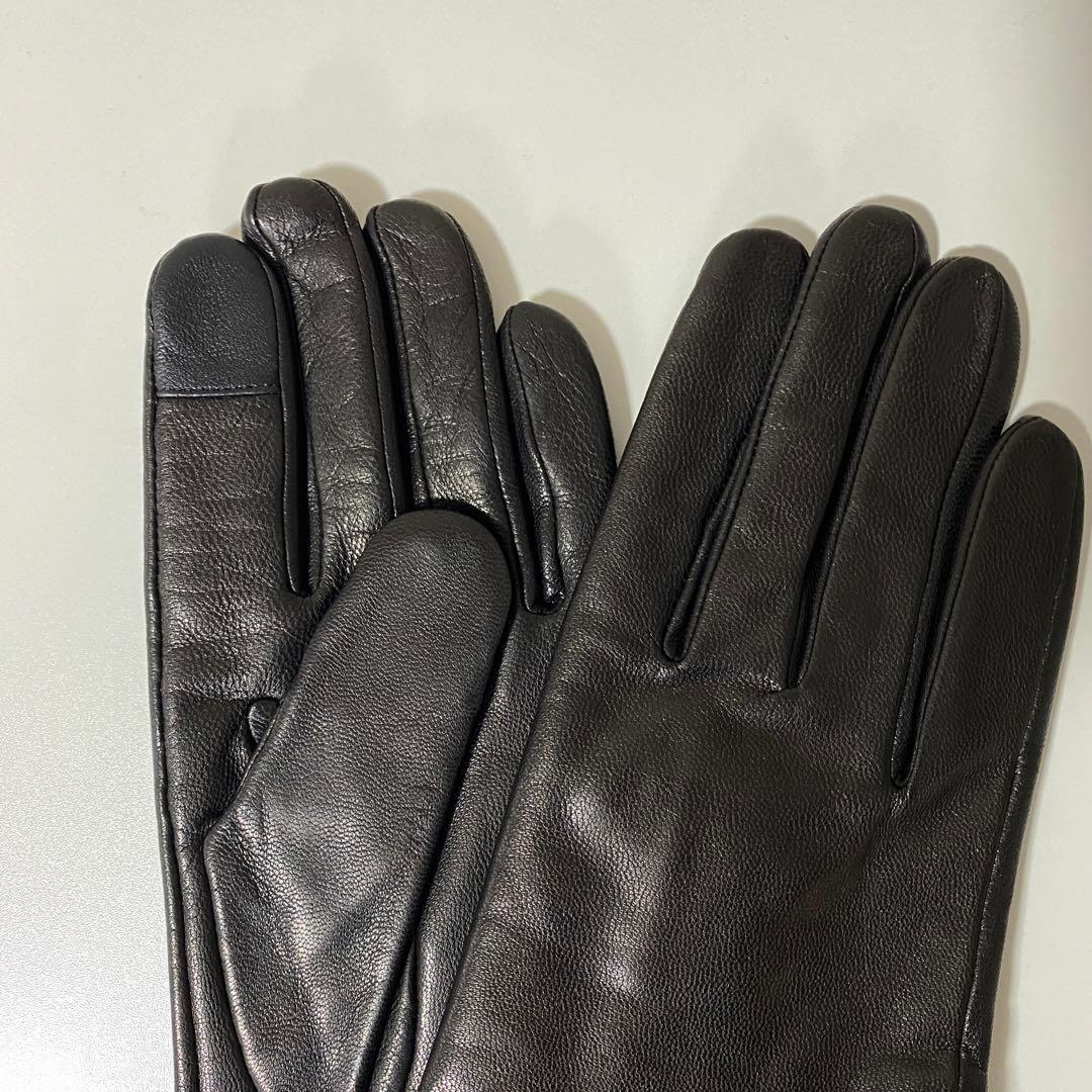 ALLSAINTS ブラックレザー手袋 ジッパー付き