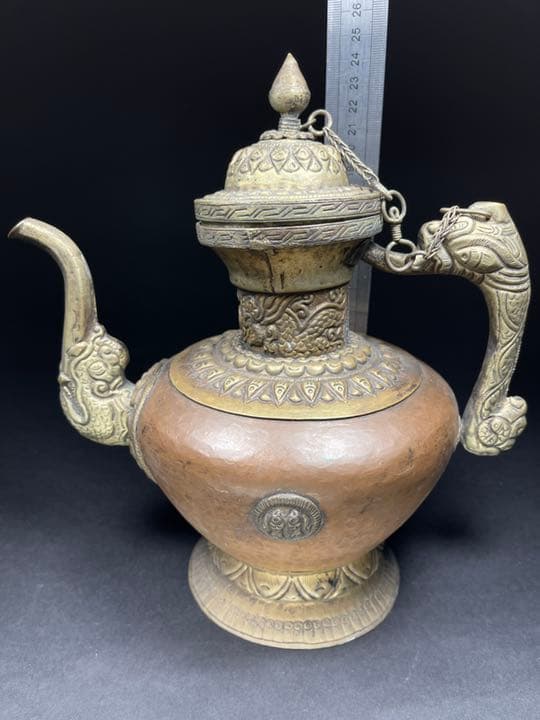 銅製水注 茶道具 インテリア 水次 水つぎ 煎茶 水差し中古品
