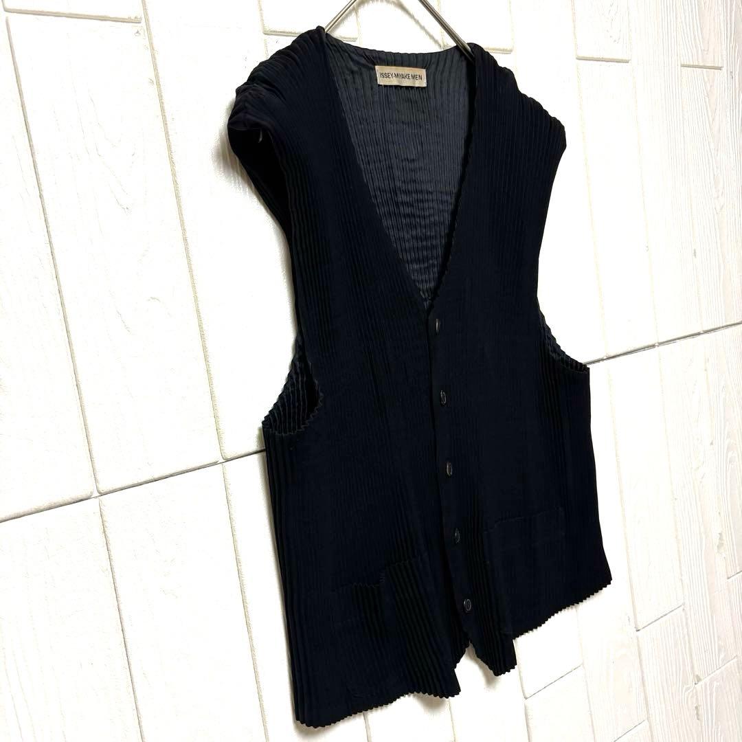 希少 90s ISSEY MIYAKE MEN プリーツ ベスト ジレ 黒 M