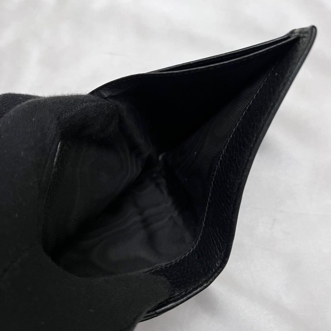 ◇美品◇グッチ　615525　コンパクト二つ折り財布　ゴールドGG金具　ブラック