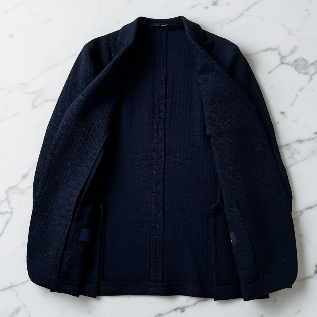 【未使用級】LARDINI ブートニエール付テーラードジャケット ネイビー 48