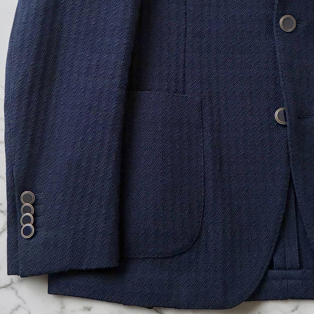 【未使用級】LARDINI ブートニエール付テーラードジャケット ネイビー 48