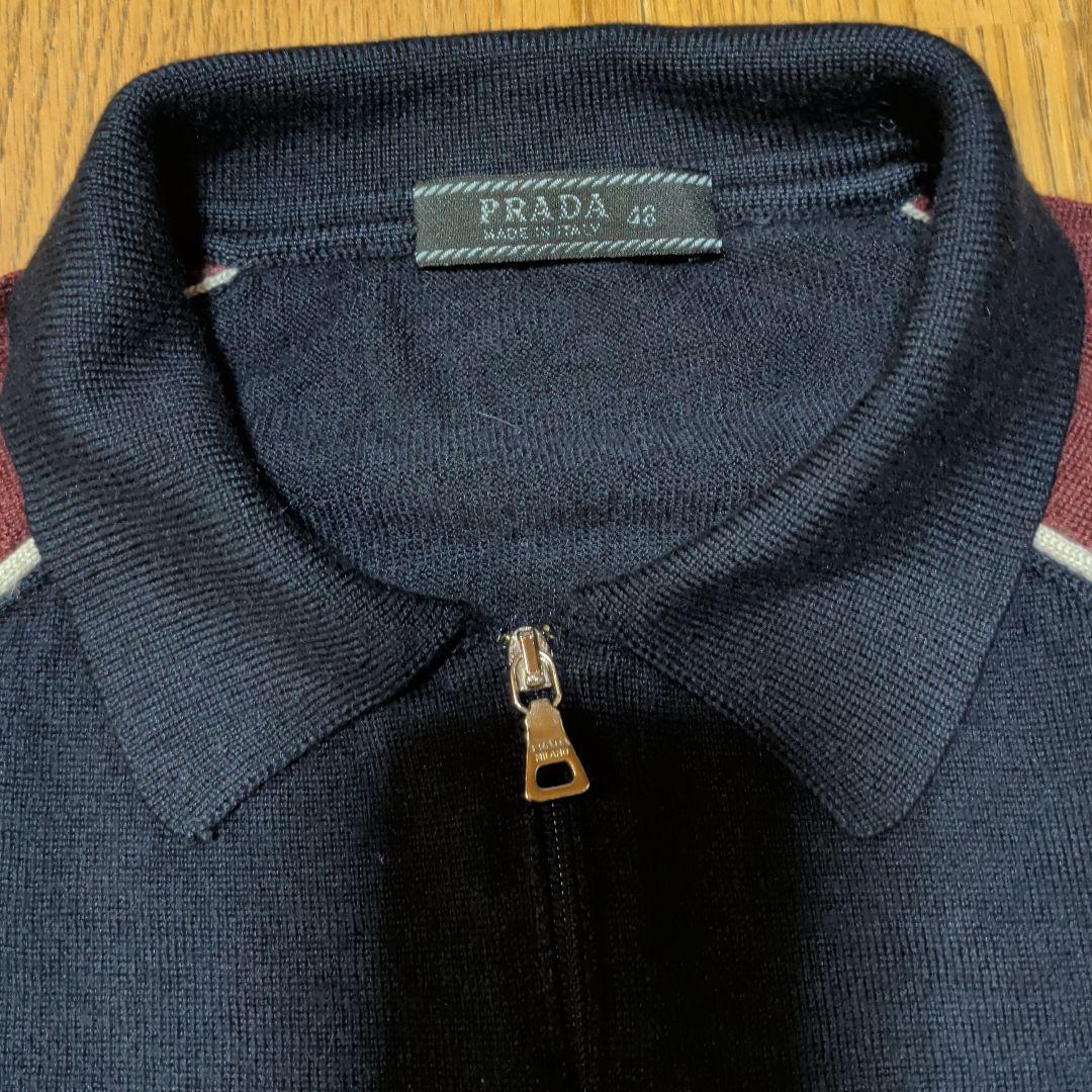 PRADA 半袖ポロシャツ 43 ネイビー/バーガンディ