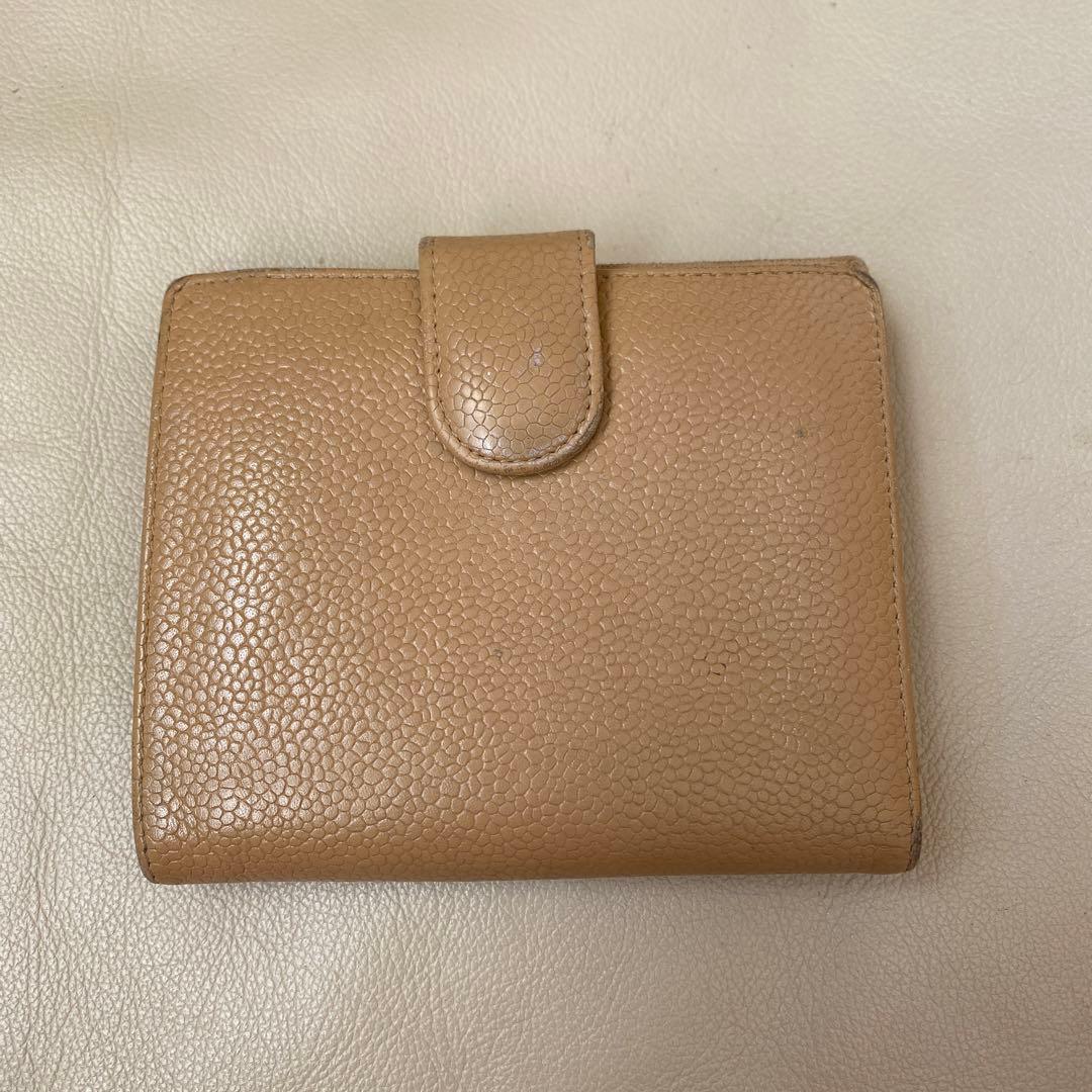 シャネル　二つ折り財布 ココマーク キャビアスキン WホックCHANEL