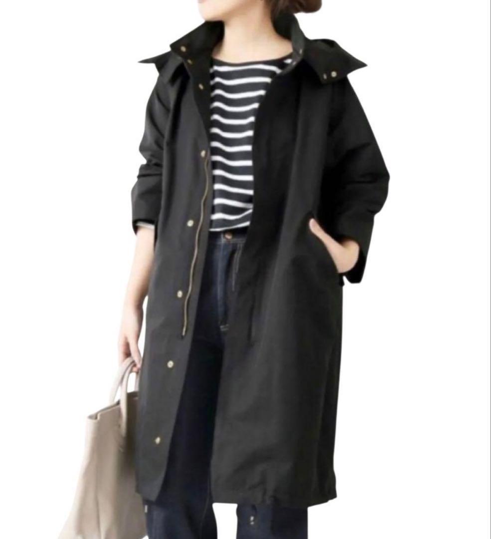 Spick & Span グログランフーディーコクーンコート 黒 36