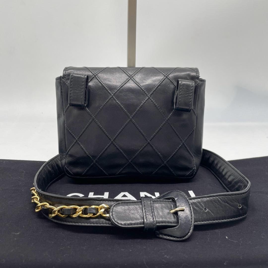 シャネル CHANEL ウエストポーチ ボディバッグ ビコローレ マトラッセ 黒