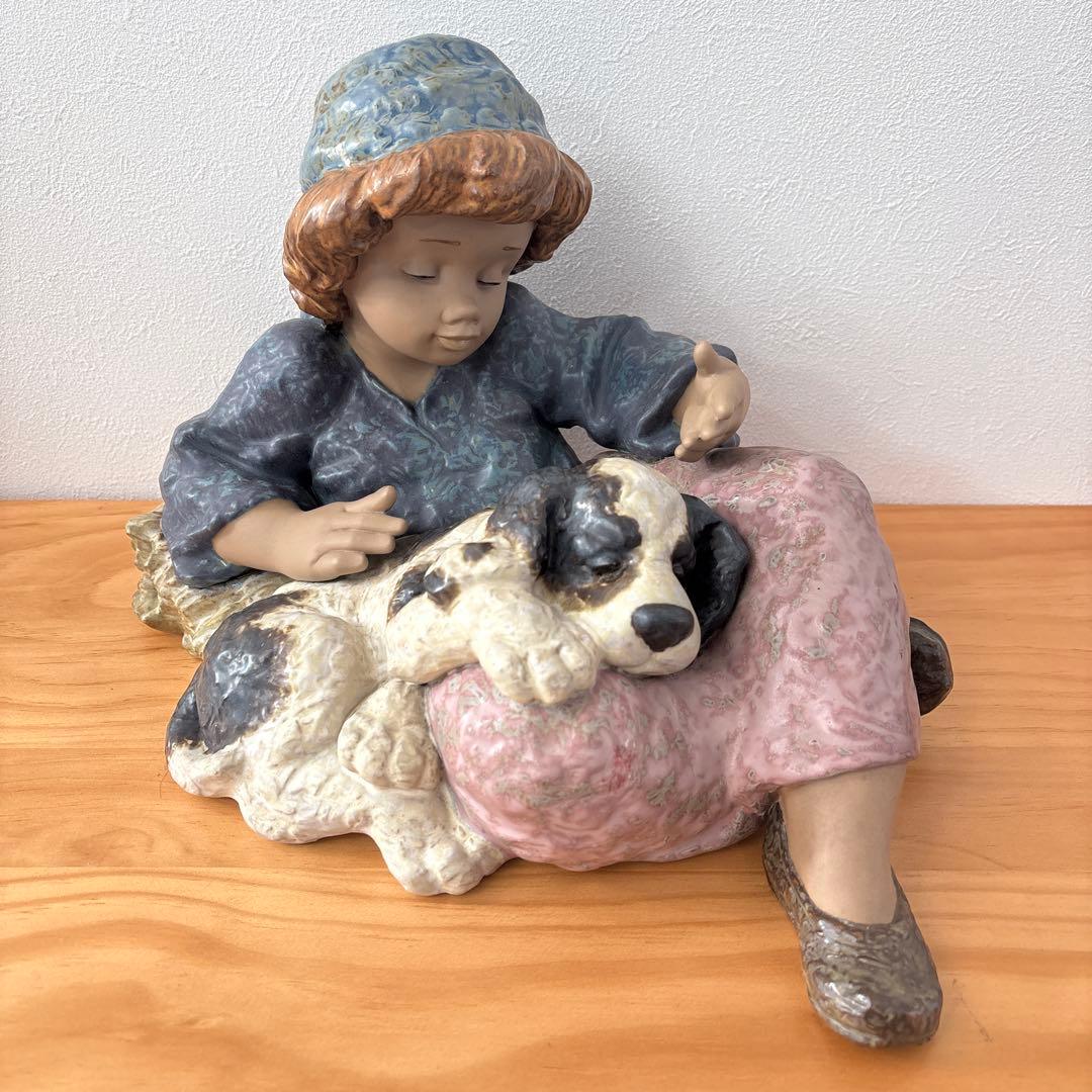 LLADRO リヤドロ 「 少年と犬 」 人形 陶器 置物