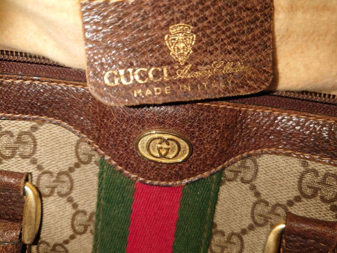 GUCCI ボストンバッグ ベージュ/ブラウン/グリーン/レッド