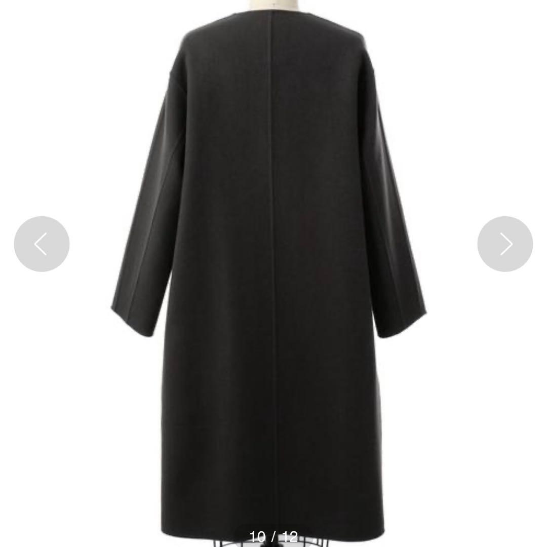 美品✨Drawer ドゥロワー ノーカラーリバーコート ウール カシミヤ 36