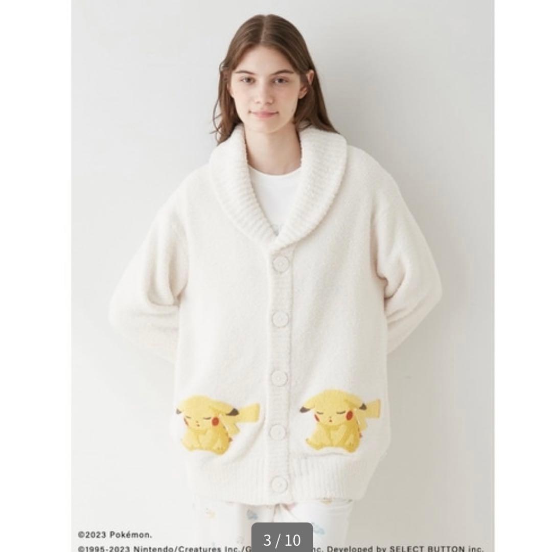 【新品】ジェラートピケ　ピカチュウ　カーディガン　M-L