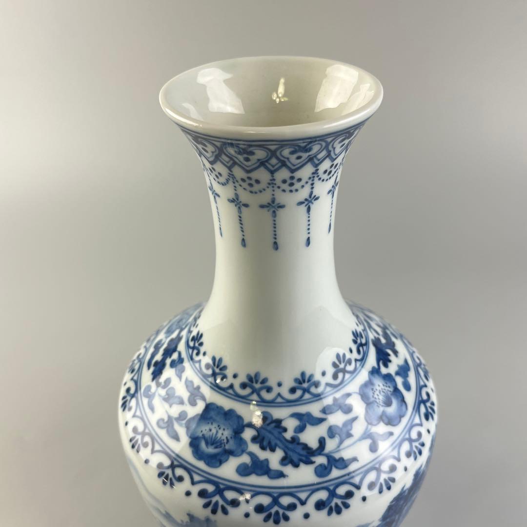 中国 山水 瓶 染付 花瓶
