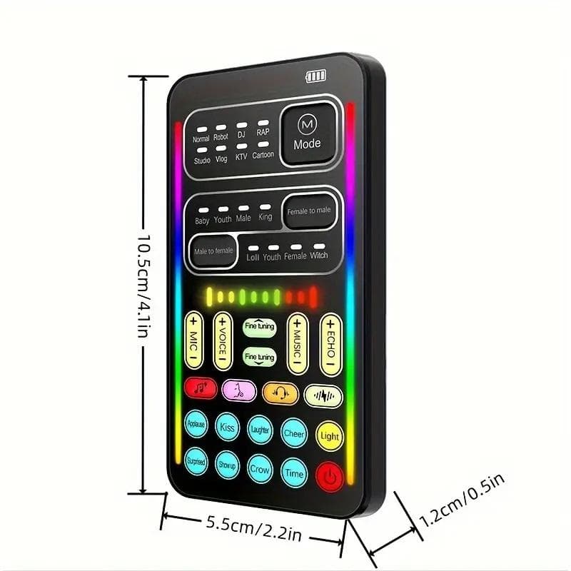16-in-1リアルタイムボイスチェンジャーサウンドカード、ハンドヘルドマイク付