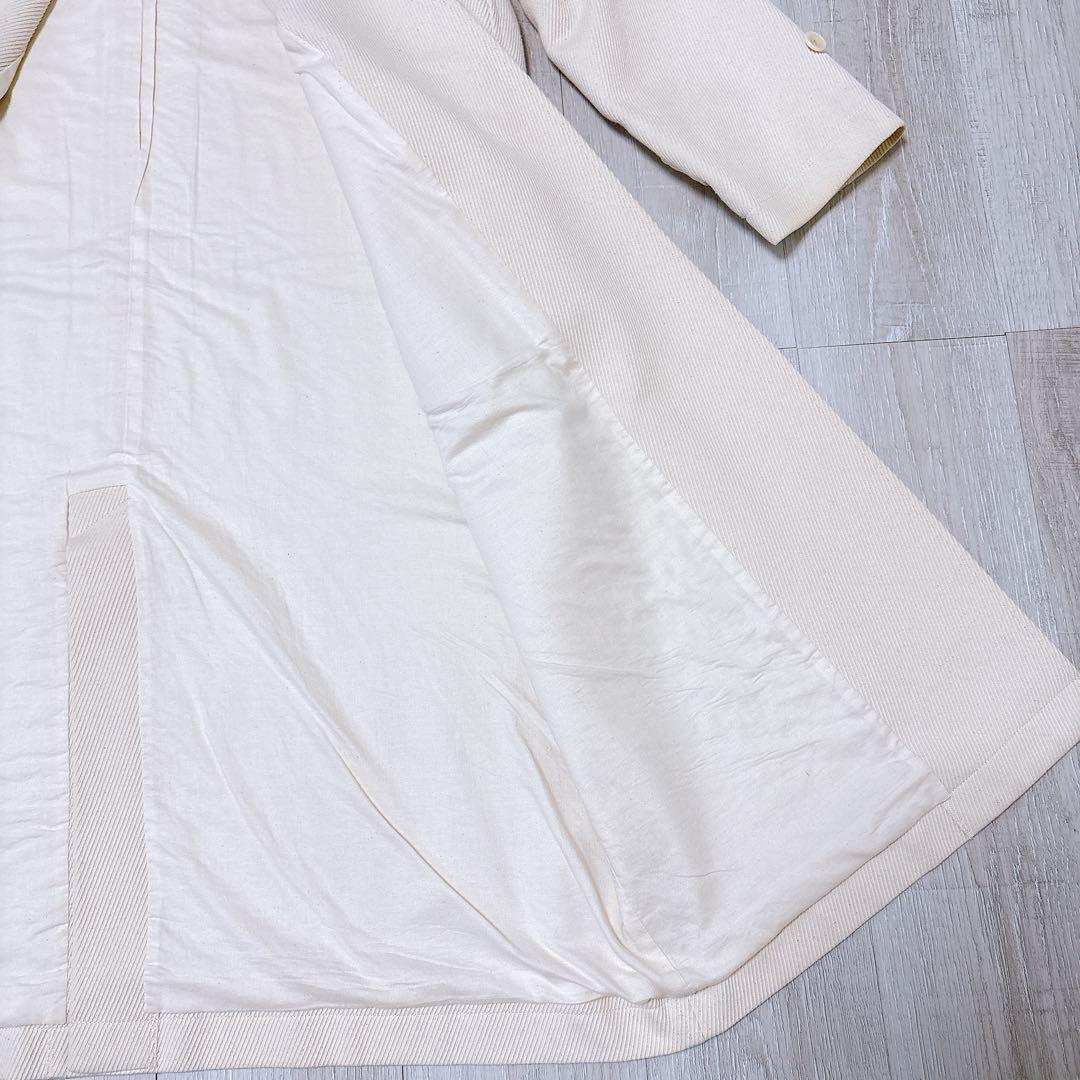 ⭐極美品⭐かぐれ コットンカルゼ ステンカラーコート 白 綿100%