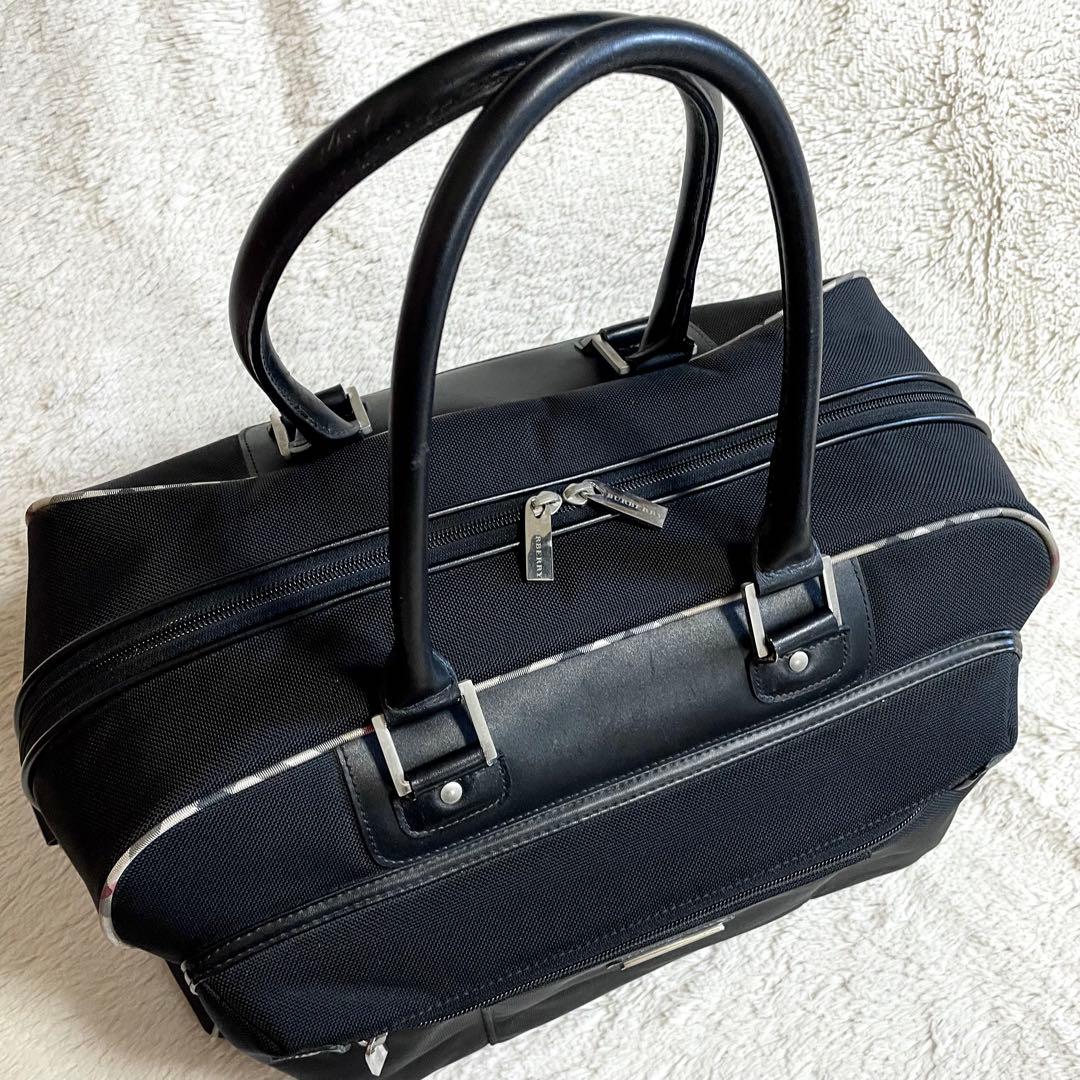 極美品 BURBERRY 特大サイズ ノバチェック 2way ボストンバッグ 黒