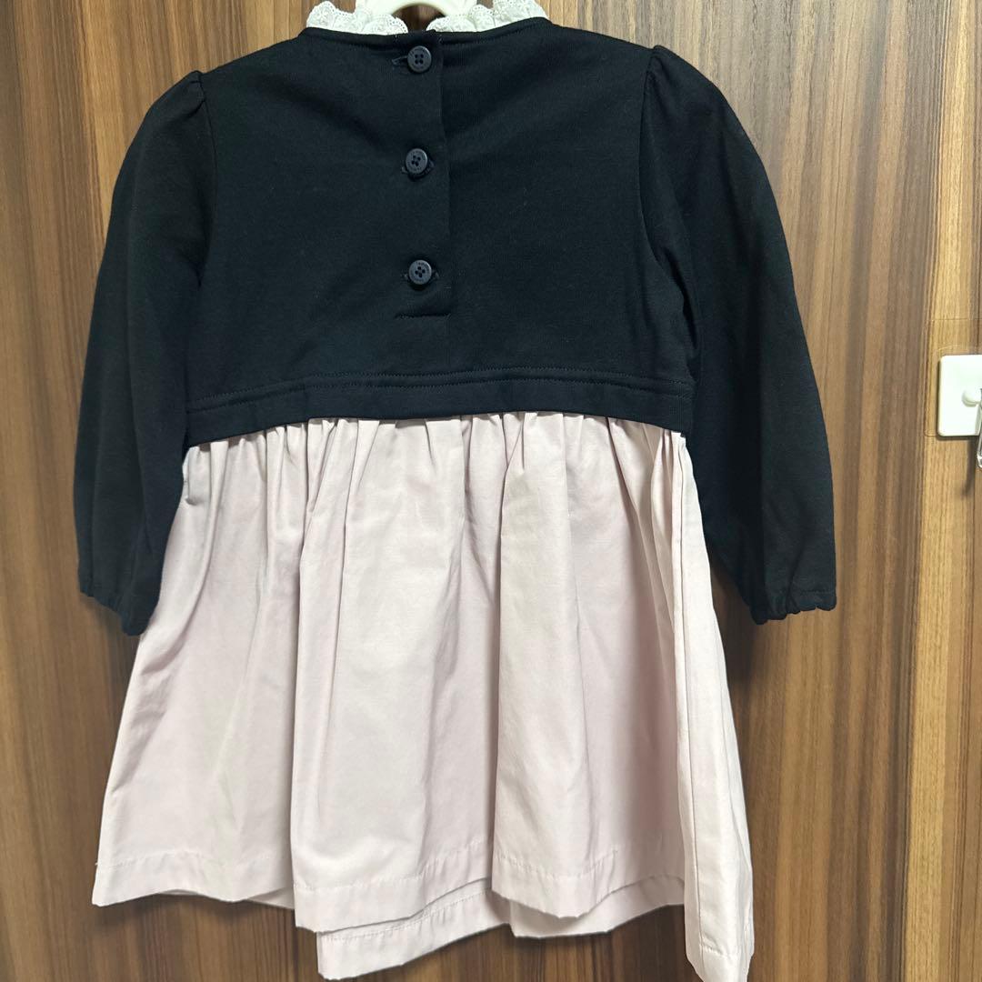 極美品 familiar いちご、うさぎ刺繍 長袖ワンピース