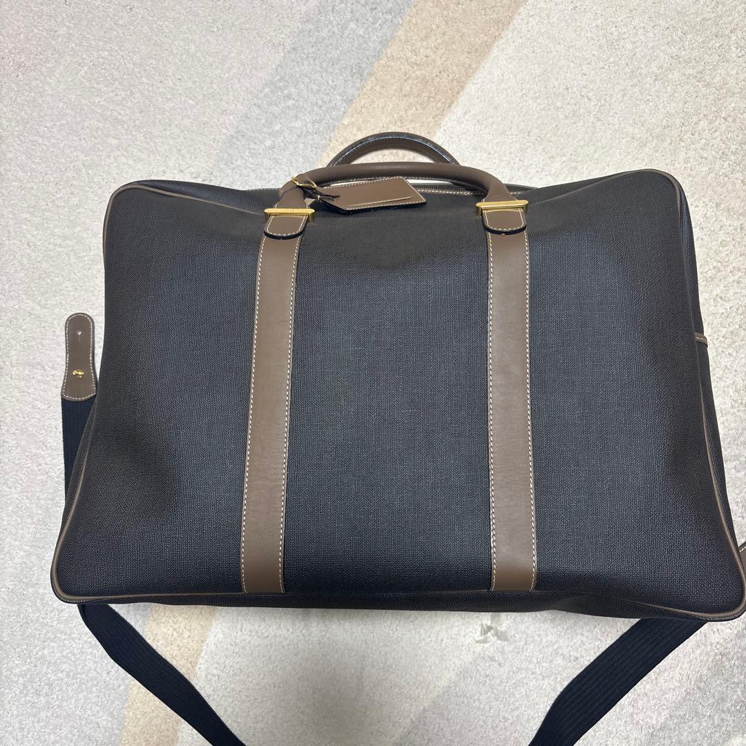 美品 dunhill ダンヒル レザー PVC ボストンバッグ ヘリンボーン