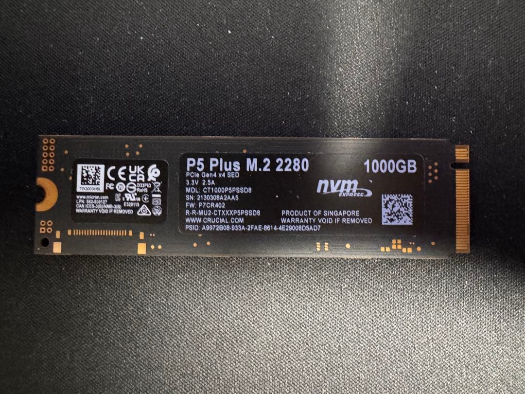 A*n様 crucial P5 Plus NVMe SSD 1000GB(1TB