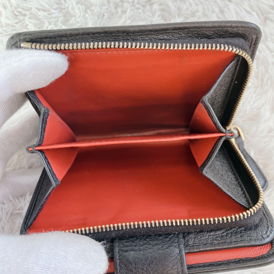 美品✨プラダ 折り財布　ヴィッテログレイン L字ファスナー　バイカラー
