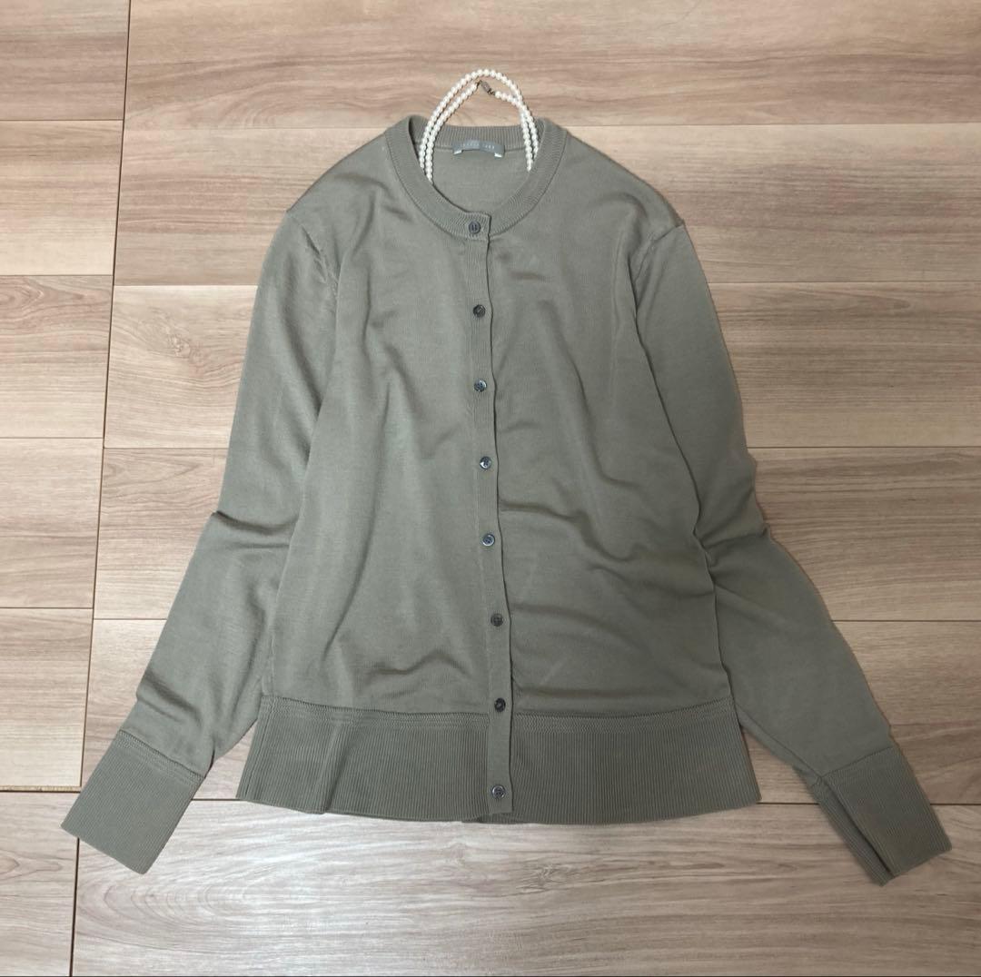 １回着　美品　セオリーリュクス　HESTER 春　カーディガン　グレージュ　40