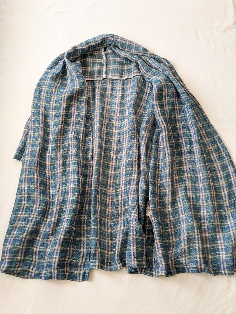 nest robe リネン ガーゼ マドラスチェック ローブシャツ