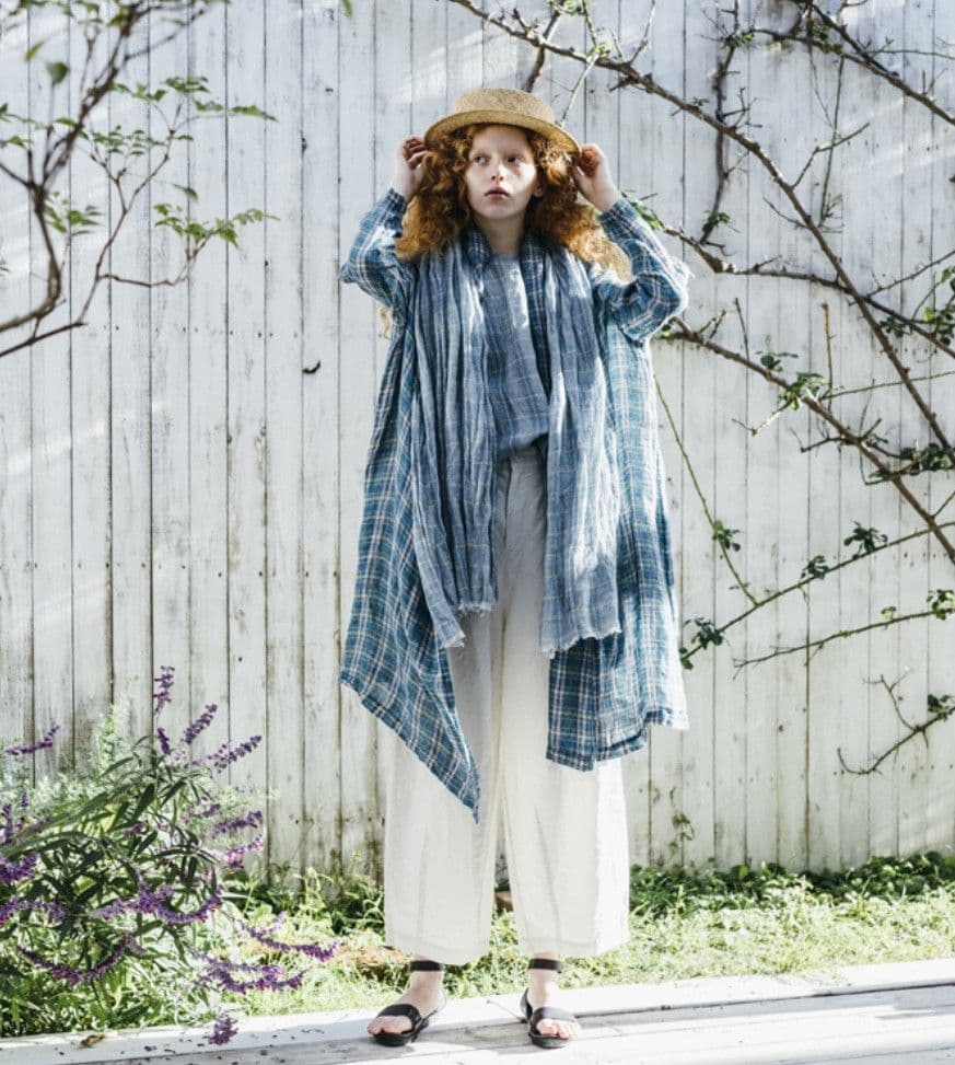 nest robe リネン ガーゼ マドラスチェック ローブシャツ