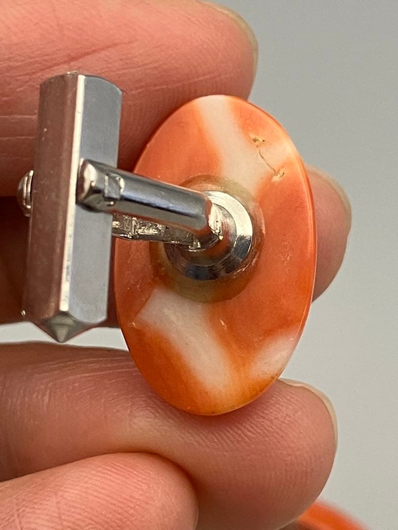カフスボタン カフリンクス　本珊瑚　天然珊瑚　メンズ