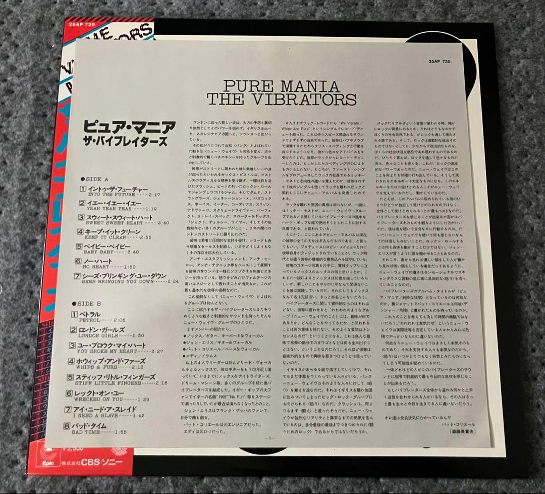 希少盤 The Vibrators Pure Mania レコード promo盤