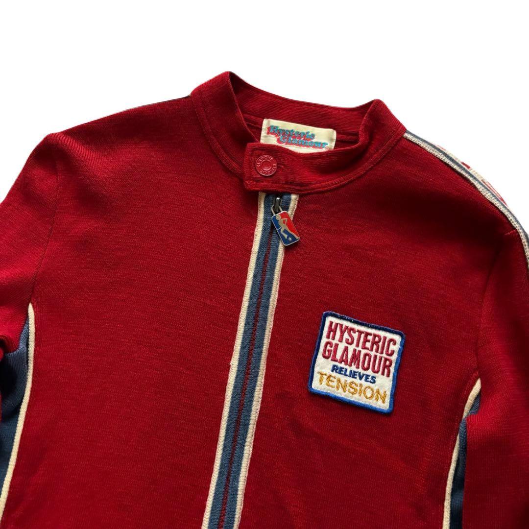 90s HYSTERIC GLAMOUR ニットジャケット　袖ロゴ　ワッペン