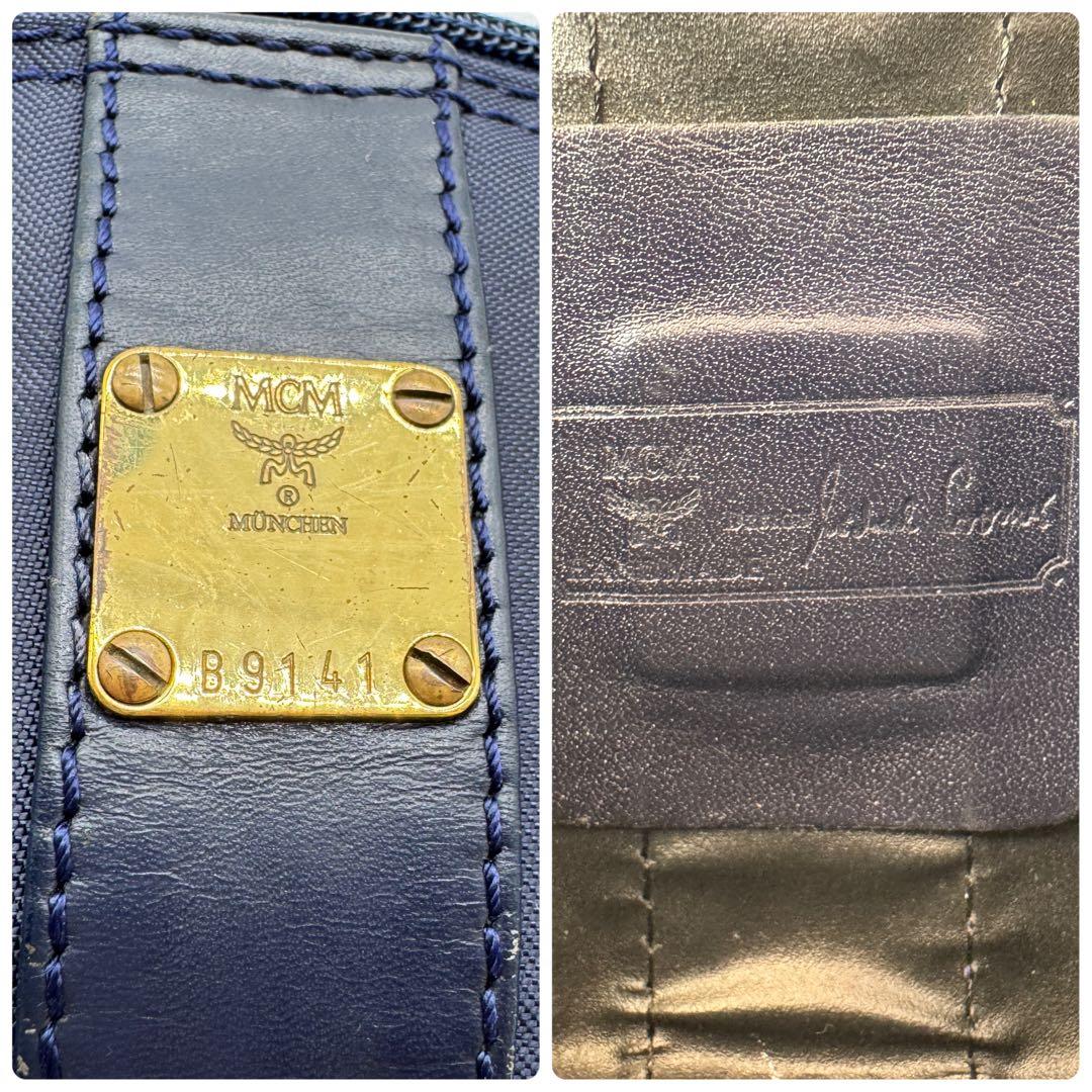 【RYO】美品 MCM ボディバッグ ウエストポーチ ナイロン ネイビー