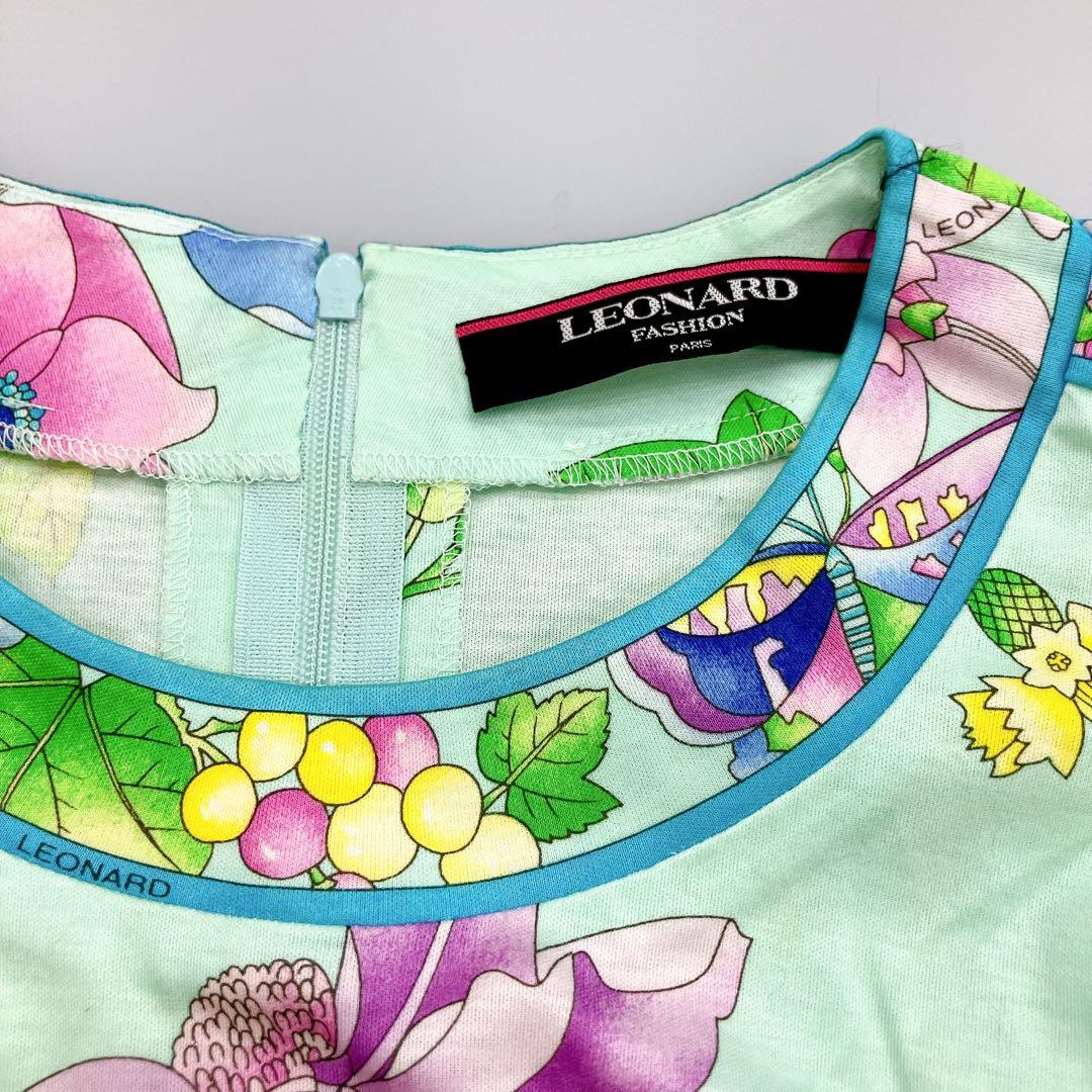 マカ102 レオナール 半袖カットソー Tシャツ 花柄 コットン Lサイズ