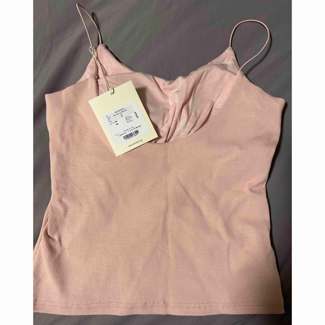 シールームリン　パッド in RIB Back U スパゲッティキャミ