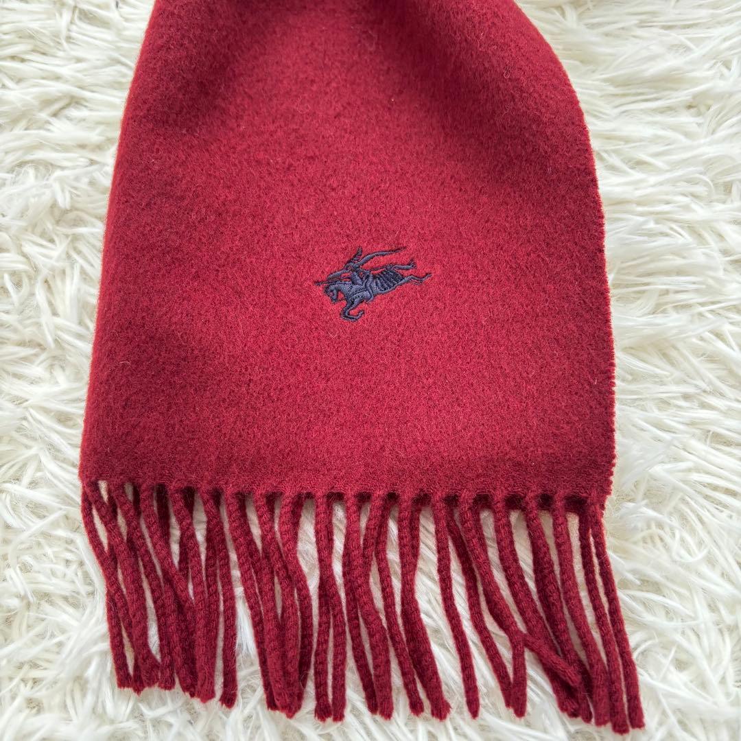 Burberrys バーバリー カシミヤ100 マフラー ロゴ刺繍 レッド