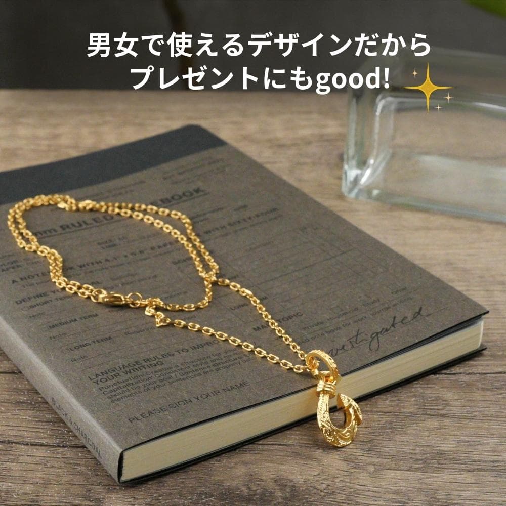 メンズネックレス 24Kコート シルバー925 フィッシュフック ハワイアン