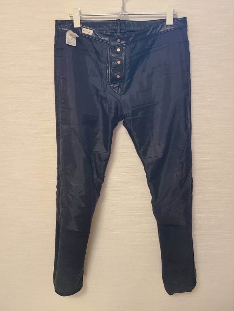 【極上】Paul Smithブラックレザー(牛革)ストレートパンツ