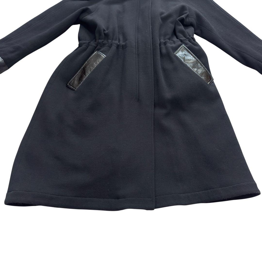 【美品】EMPORIO ARMANI ファーフード　ロングコート 42 ブラック