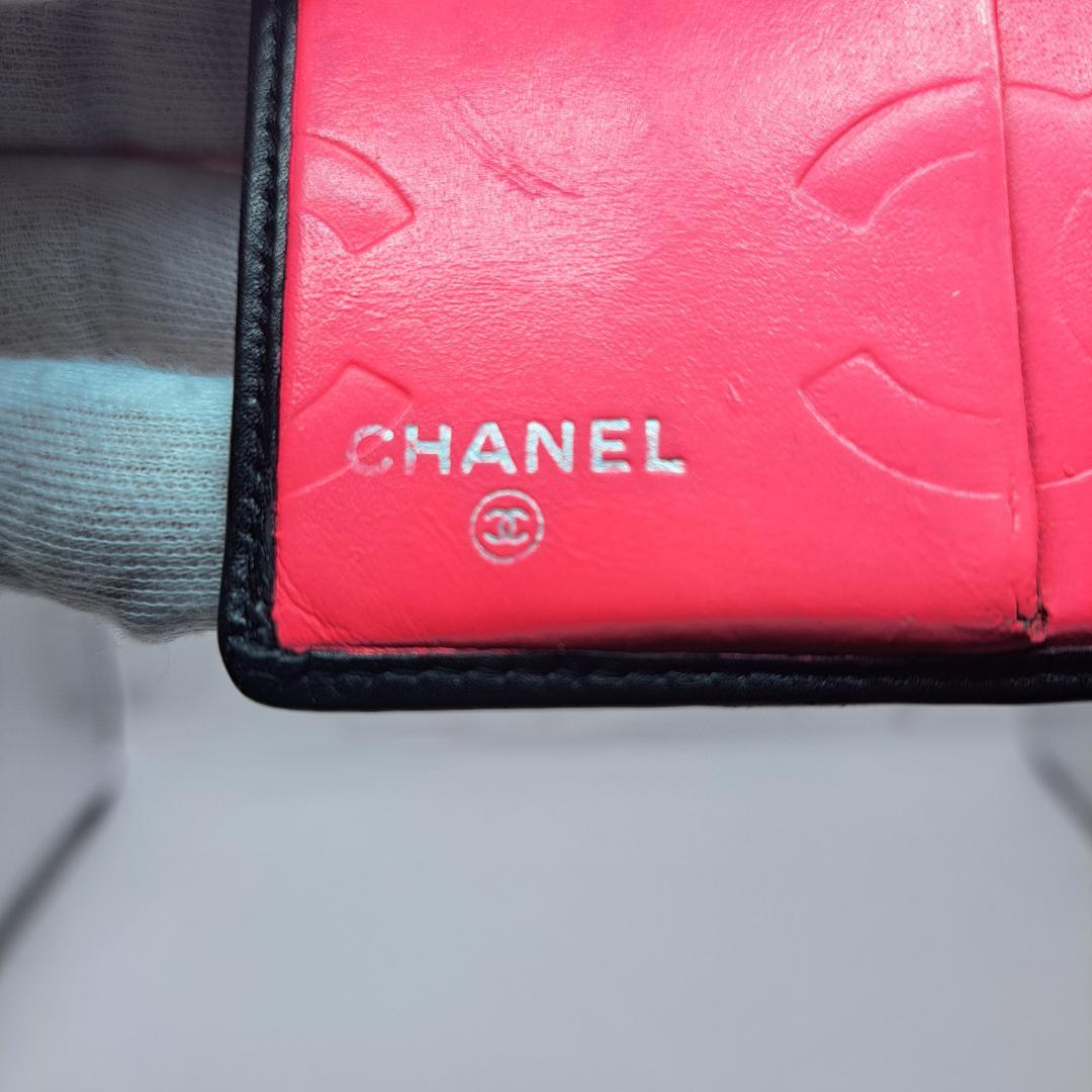 CHANEL　カンボンライン　二つ折り財布　がま口　 ブラック