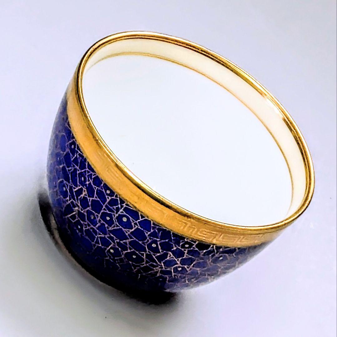 オールドノリタケ銘品!! 金彩コバルト連鎖幾何学装飾紋　シュガーボウル