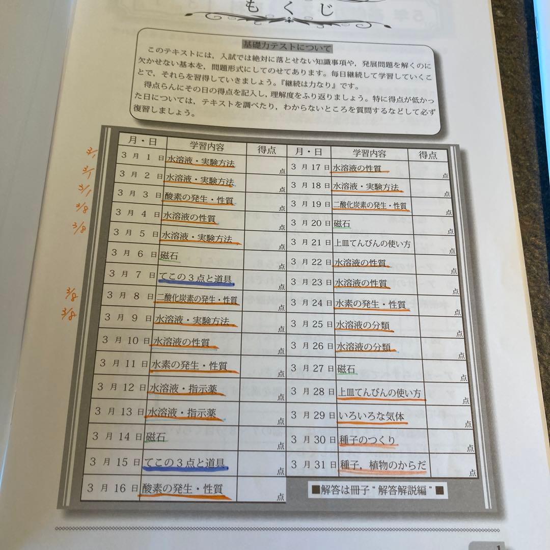 【超レア】グノーブル内部生用　5年理科基礎力テスト11冊フルセット