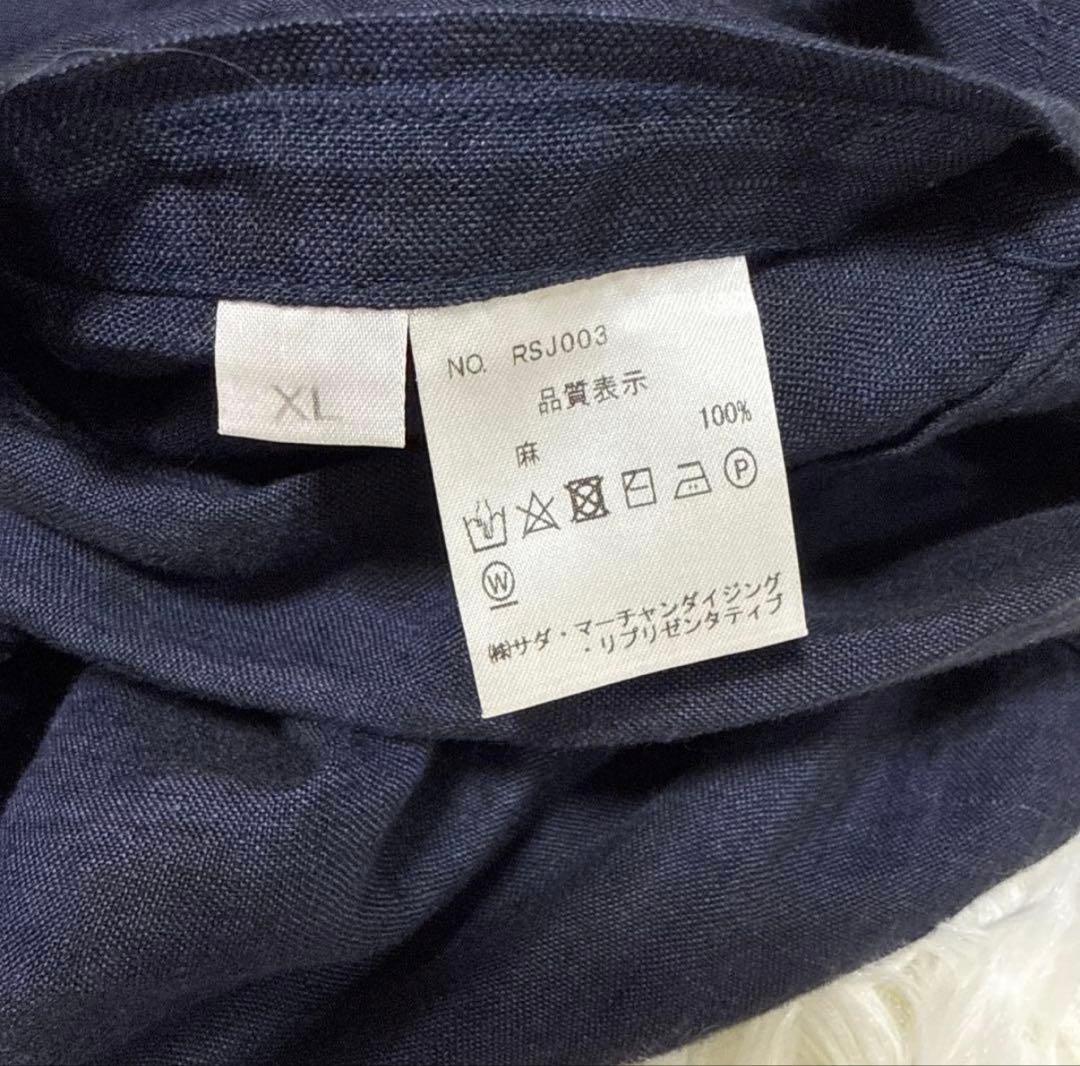【XL美品】メーカーズシャツカマクラテーラードジャケットリネン100％春夏用濃紺