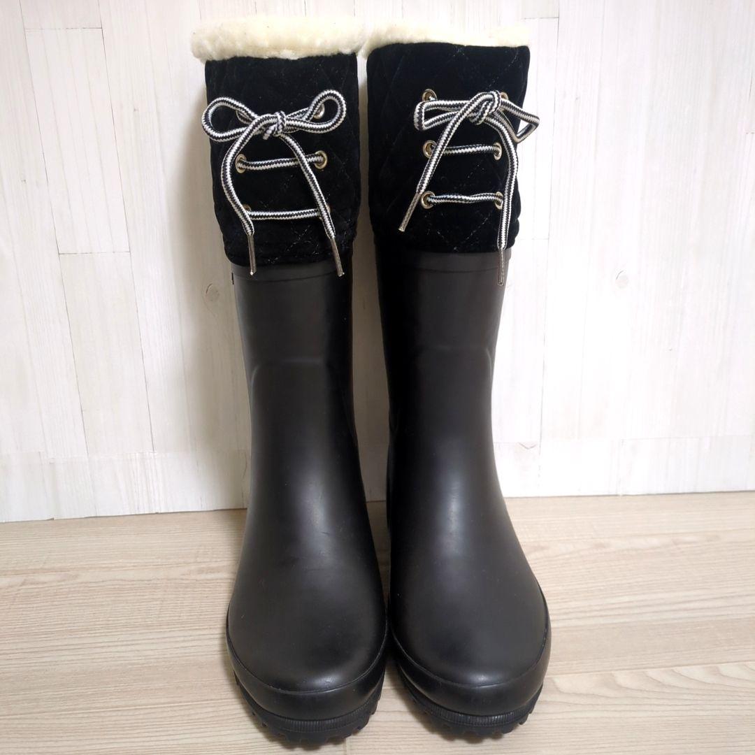 AIGLE 長靴 ラバーブーツ スノーブーツ ボア ブラック 23.0cm