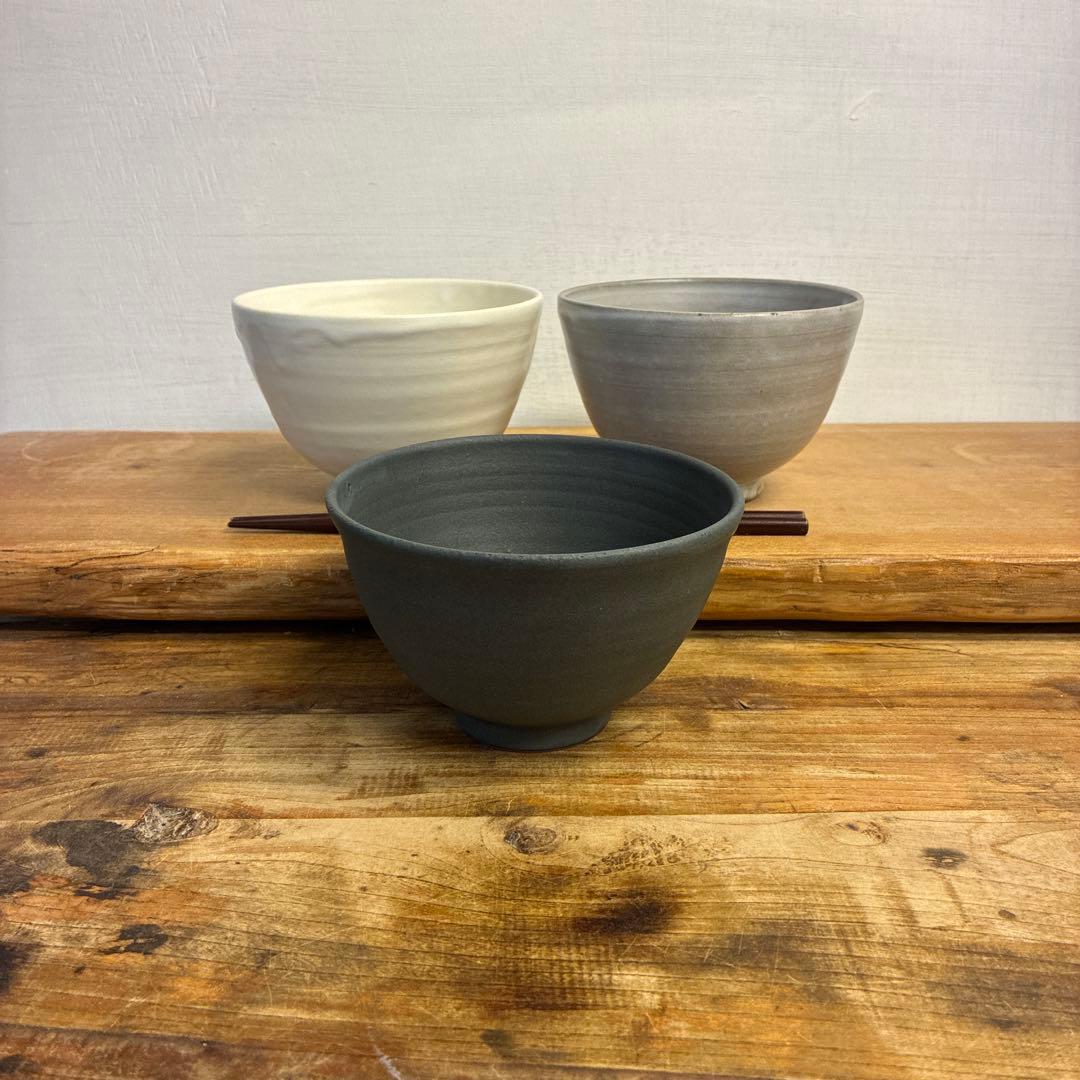 Kirakira新品　陶器　陶芸作家　深茶碗3個　451
