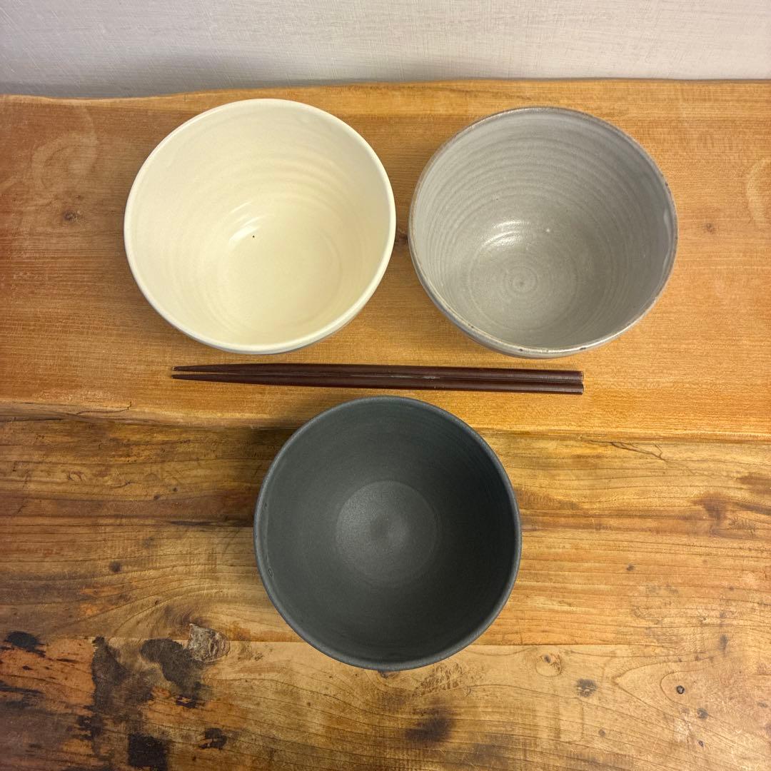 Kirakira新品　陶器　陶芸作家　深茶碗3個　451