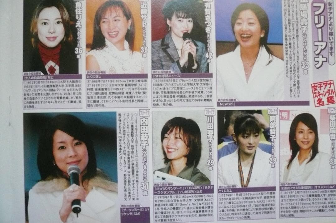 貴重！女子アナ経歴A44面つづり冊子 平井理央 青木裕子 鈴江奈々 裏面佐藤和沙