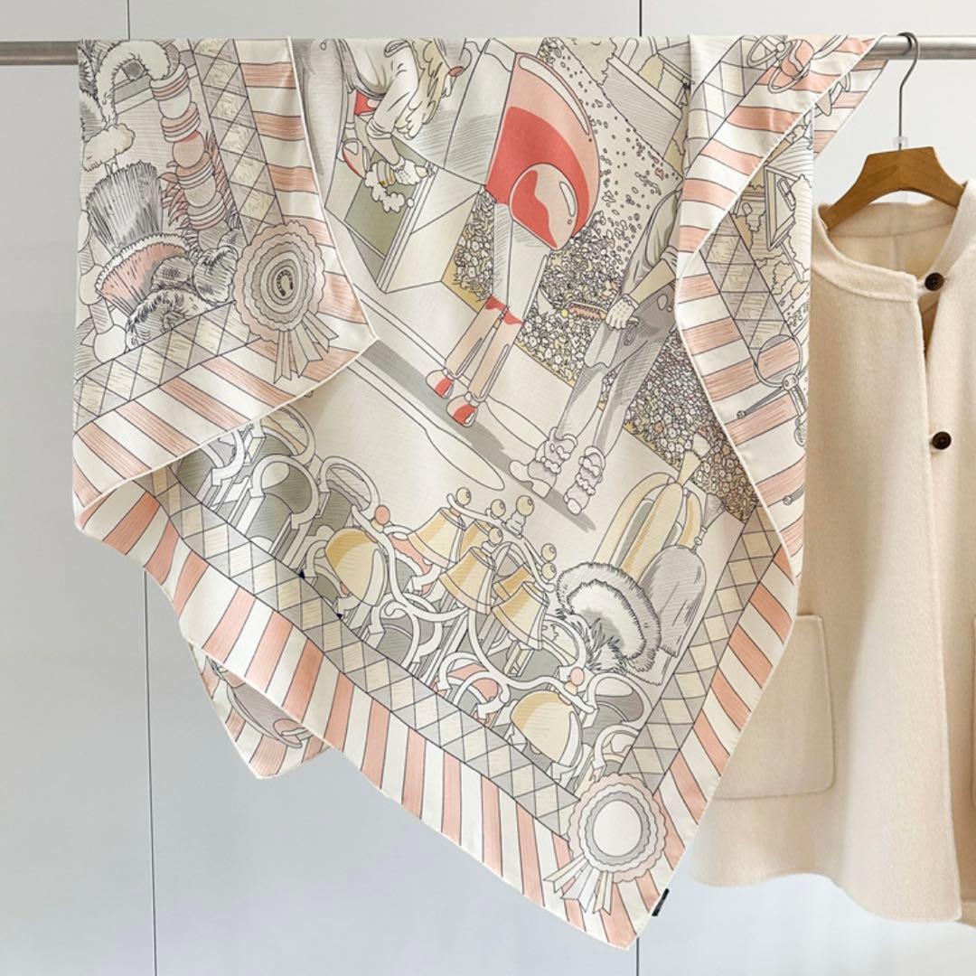 @H12 羊毛 シルク 大判ストール リバーシブル