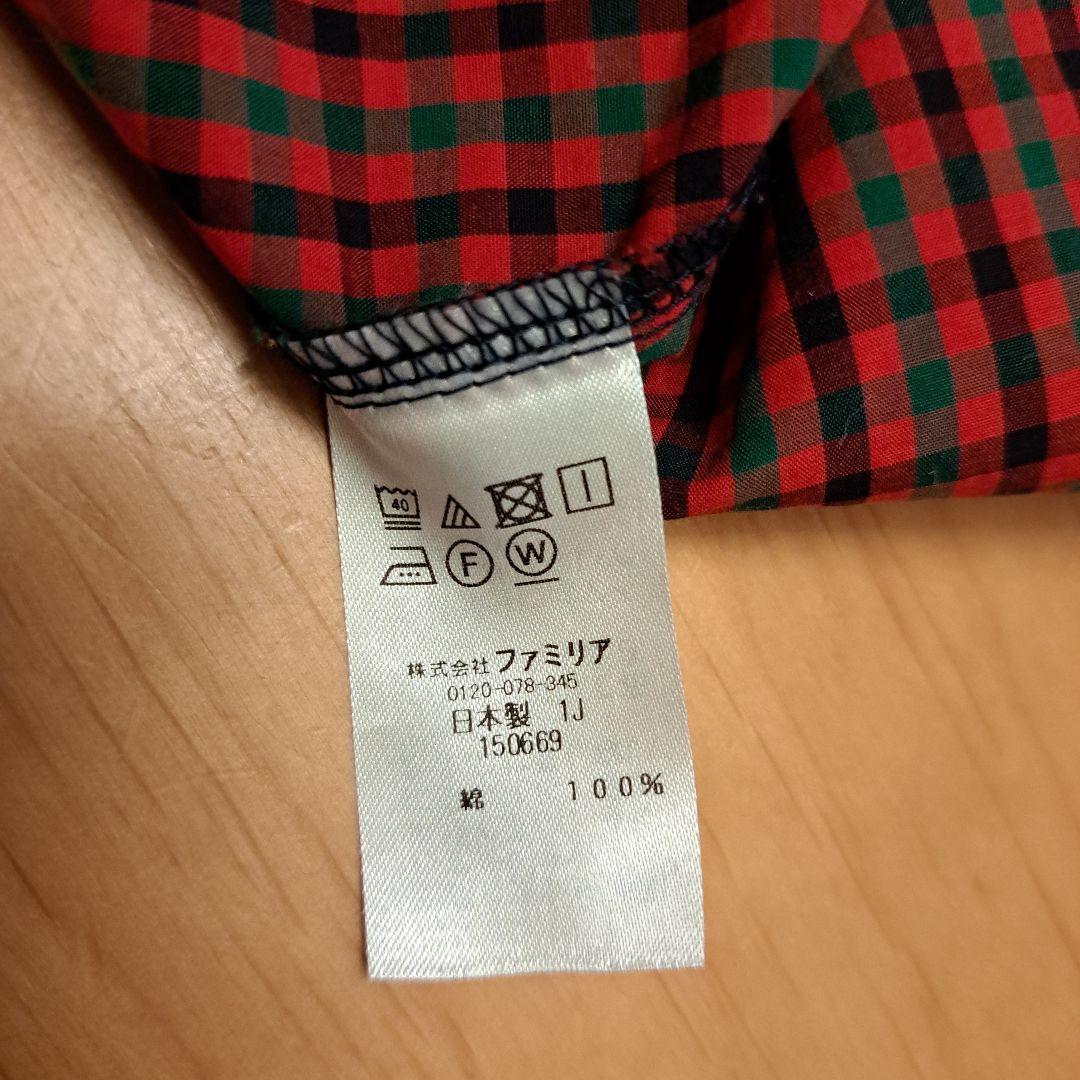 Familiar　赤チェックワンピース 80