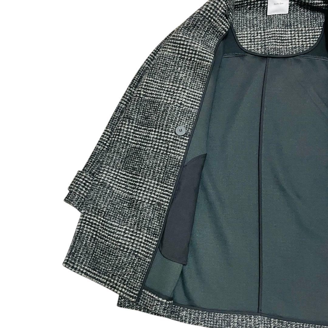 美品 24AW Spick & Span Wスライバーチェックハーフコート　38
