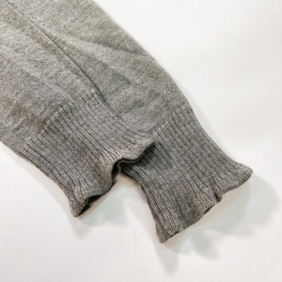 ラルフローレン 薄手ウール カーディガン グレー L ポニー刺繍 フリル