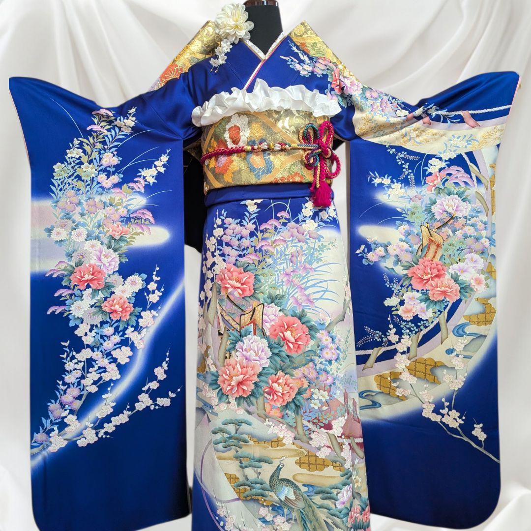 SALE中！振袖フルセット(7点)成人式・高級古典柄・金彩加工・高級手縫い